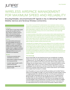 Solution brief about Wireless LAN Spectrum Analysis for Juniper