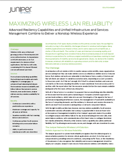 Solution brief about Maximizing Wireless LAN reliability for Juniper