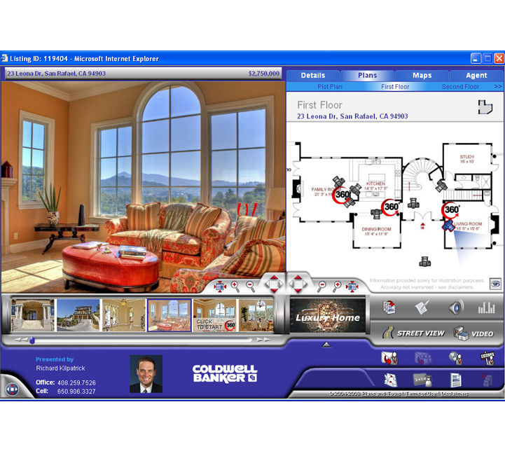 Example virtual tour user interface we designed